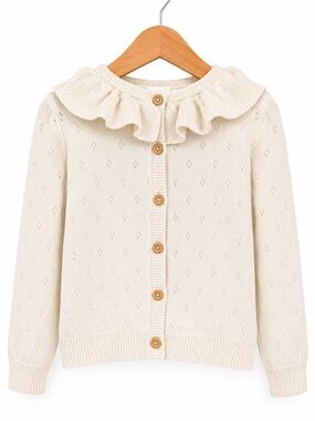Grayson Collective Girls Cream Ruffle Collar Cardigan Sweater Size 5T